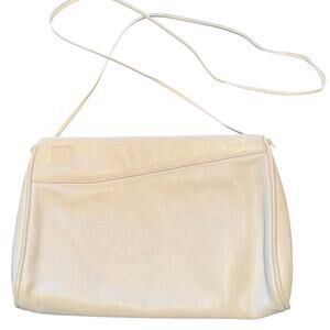 Vtg Anne Klein for Calderon Made in USA White Logo Shoulder Bag Cross Body Purse